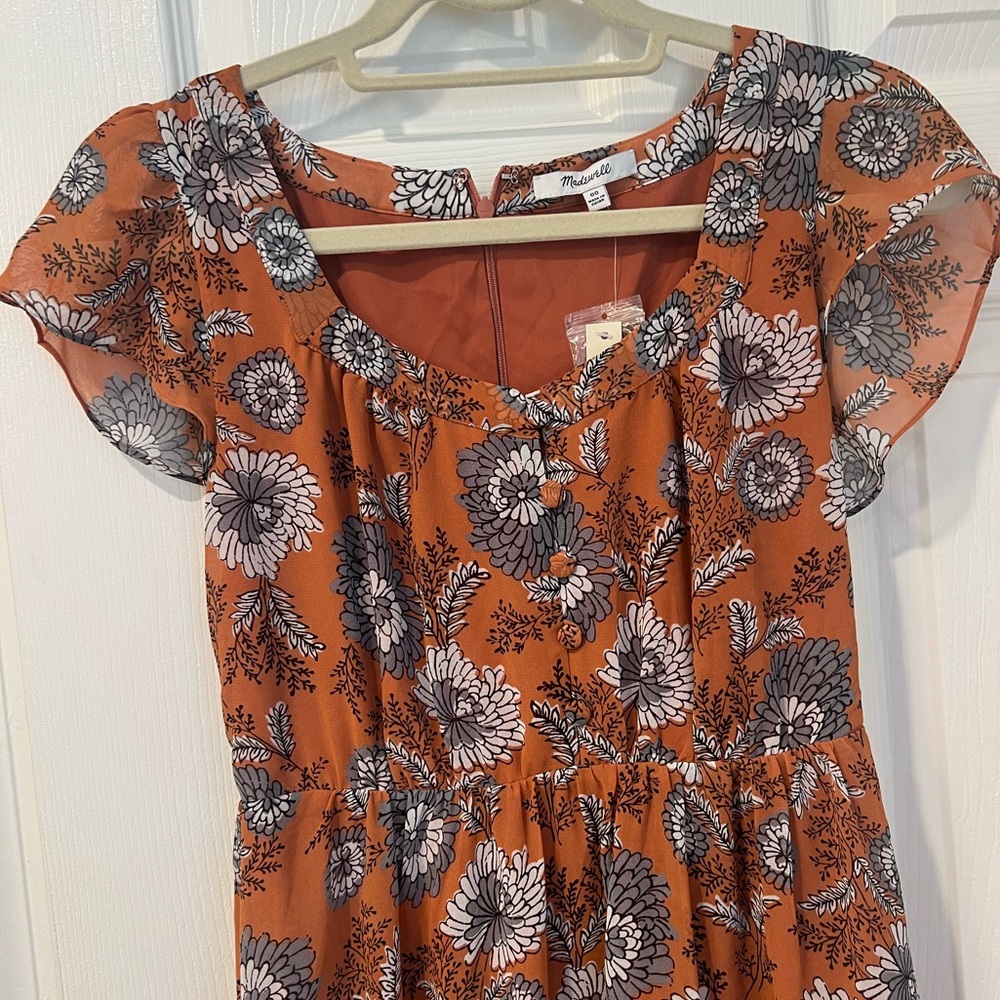 Madewell Orange Floral Maxi Dress - Size 00 - NWT